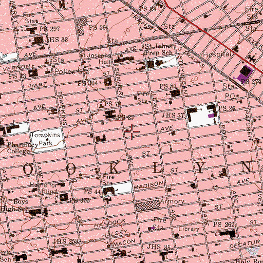 Topographic Map of Bedford - Stuyvesant Volunteer Ambulance Corps, NY