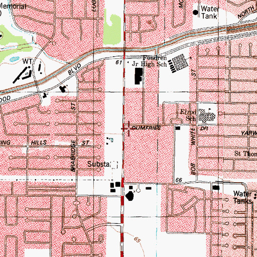 Topographic Map of Redd's Ambulance Service, TX