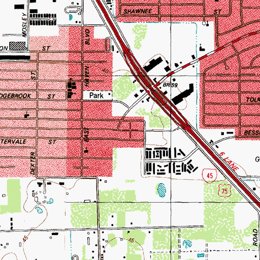 Topographic Map of Saint John's Emergency Medical Services, TX