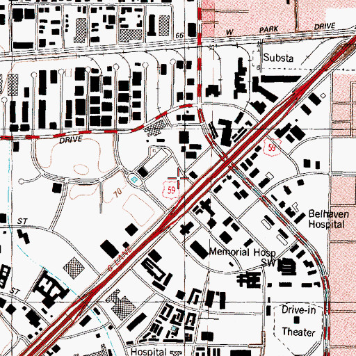 Topographic Map of Healthcare Emergency Medical Service, TX