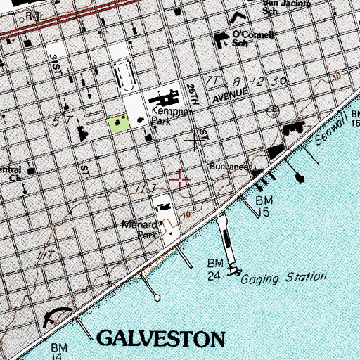 Topographic Map of Galveston County Health District - Galveston County Emergency Medical Services Station 1, TX