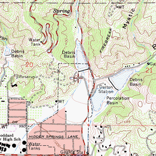 Topographic Map of Little Dalton Canyon, CA