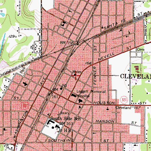 Topographic Map of Cleveland Emergency Medical Services, TX