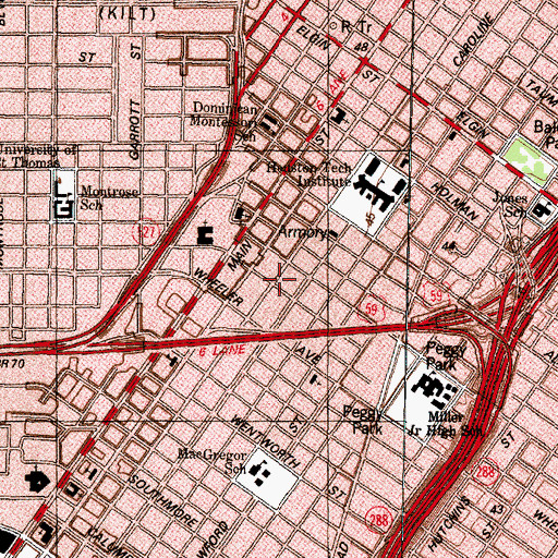 Topographic Map of GTS Ambulance Service, TX