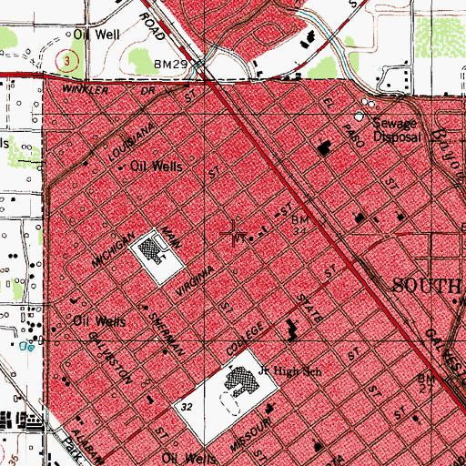 Topographic Map of South Houston Volunteer Emergency Medical Services, TX