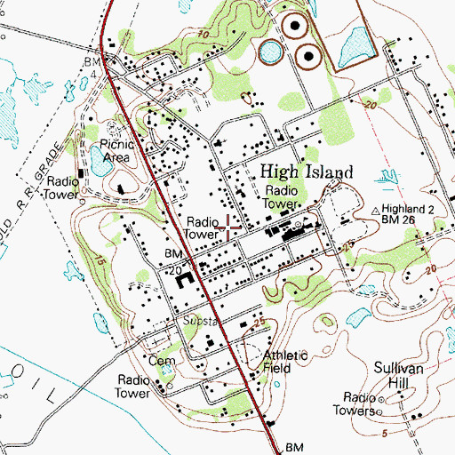 Topographic Map of High Island Emergency Medical Services, TX