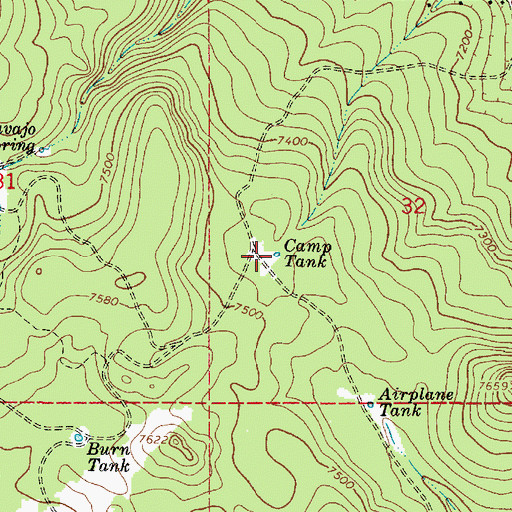 Topographic Map of Camp Tank, AZ