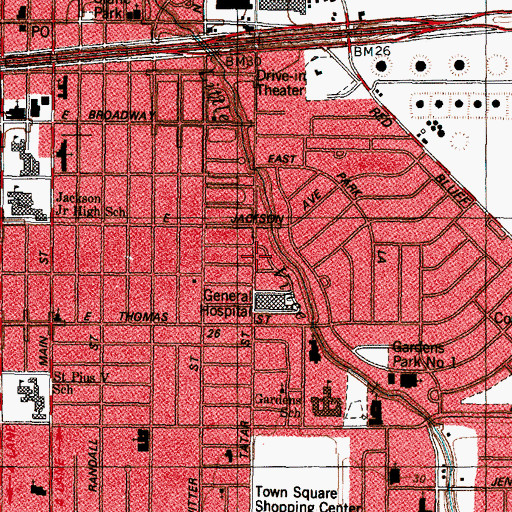 Topographic Map of Eastern Texas Medical Center Emergency Medical Services, TX