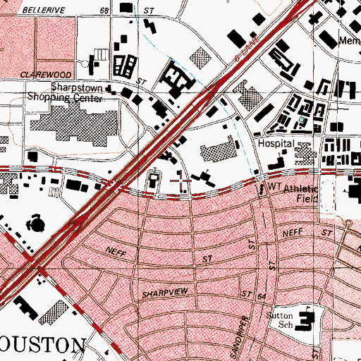 Topographic Map of Mega Care Ambulance, TX