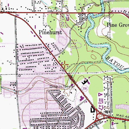 Topographic Map of Acadian Ambulance Service, TX