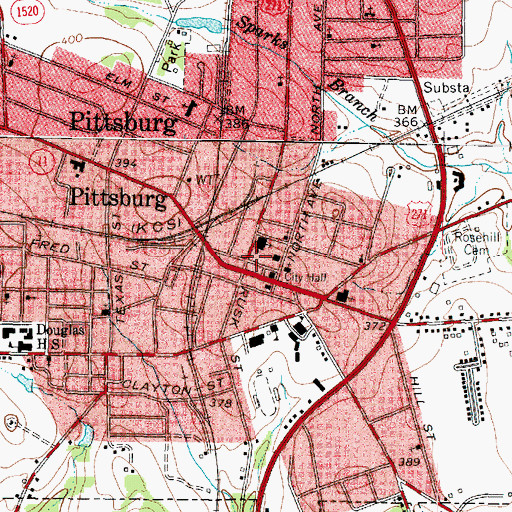 Topographic Map of Camp County Emergency Medical Service, TX