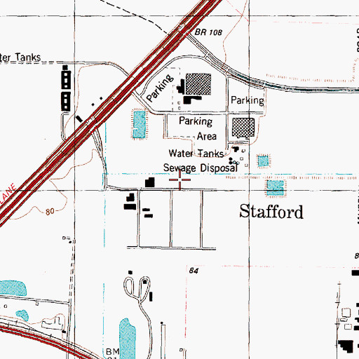 Topographic Map of Mustang Emergency Medical Services, TX