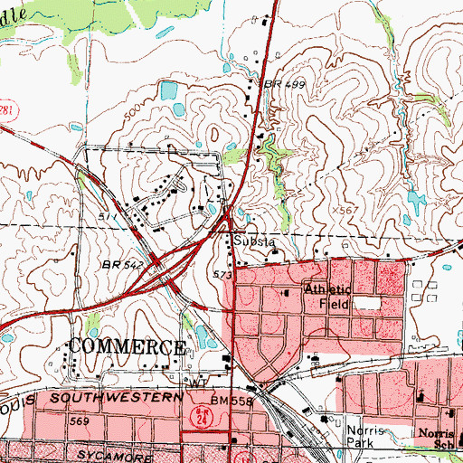 Topographic Map of Hunt County Emergency Medical Services Station 3, TX