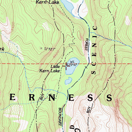 Topographic Map of Little Kern Lake, CA