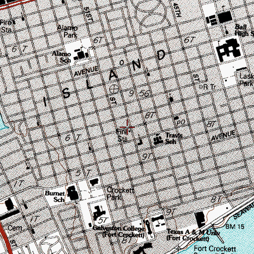 Topographic Map of Galveston County Health District - Galveston County Emergency Medical Service Station 3, TX