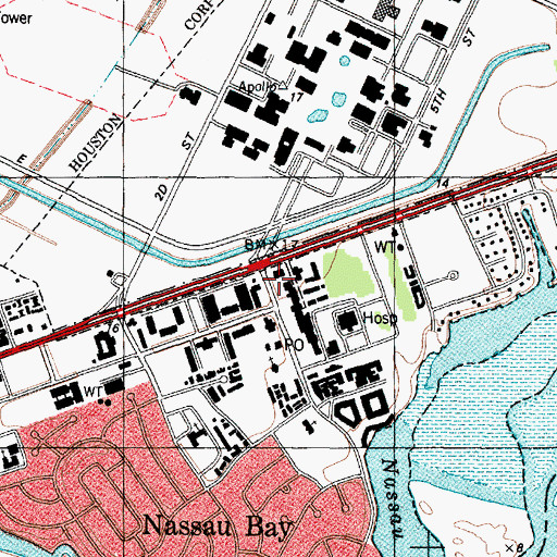 Topographic Map of Nassau Bay Emergency Medical Services, TX