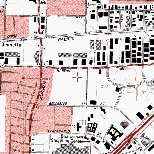 Topographic Map of American Medical Service Ambulance Services, TX