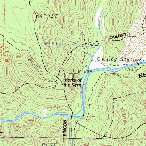Topographic Map of Little Kern River, CA