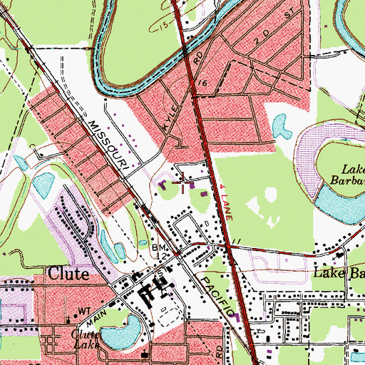 Topographic Map of Clute Emergency Medical Service, TX
