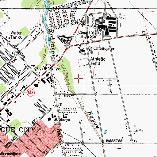 Topographic Map of League City Volunteer Emergency Medical Service Station 1, TX