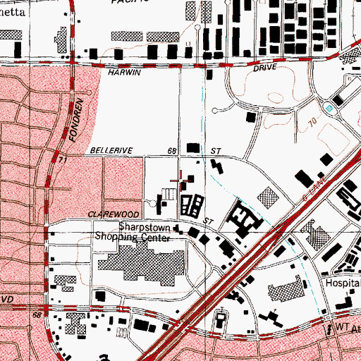 Topographic Map of 24 - 7 Ambulance Service, TX
