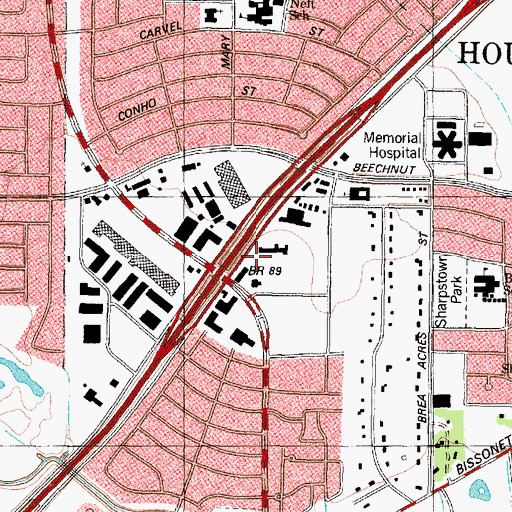 Topographic Map of Southeast Ambulance Service, TX