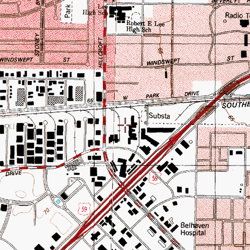 Topographic Map of All Texas Ambulance, TX