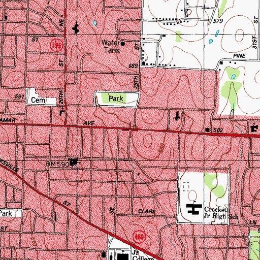 Topographic Map of Paris Emergency Medical Service - Transfer Station, TX