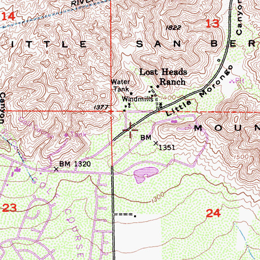 Topographic Map of Little Morongo Canyon, CA