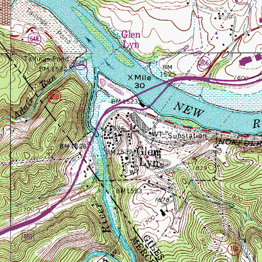 Topographic Map of Glen Lyn Volunteer Fire Department, VA
