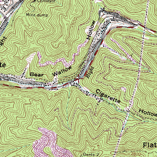 Topographic Map of Dante Rescue Squad Main Station, VA