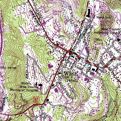 Topographic Map of Wise Volunteer Fire Department, VA