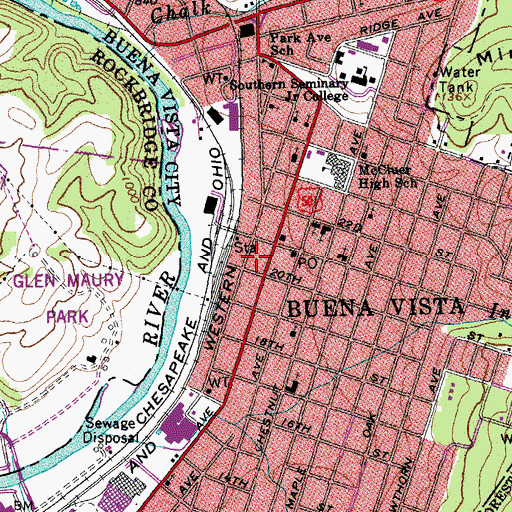 Topographic Map of Buena Vista Fire Department Company 10, VA