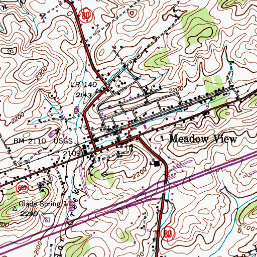 Topographic Map of Meadowview Volunteer Fire Department, VA