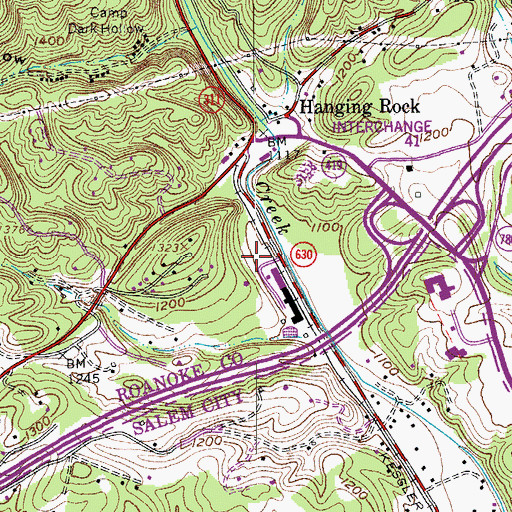 Topographic Map of Roanoke Valley Regional Fire - EMS Academy, VA