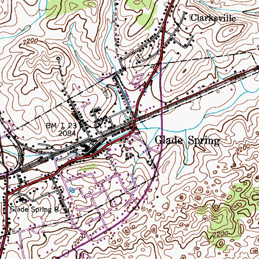Topographic Map of Glade Spring Volunteer Fire Department, VA