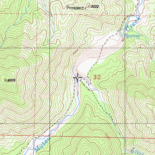 Topographic Map of Little Mutau Creek, CA