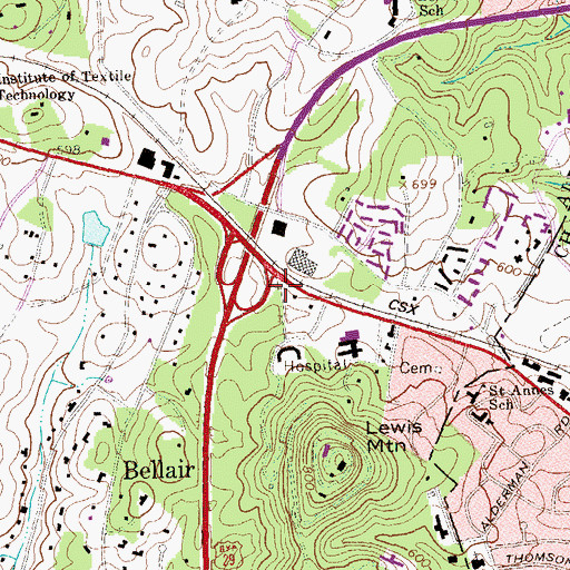 Topographic Map of Charlottesville Fire Department Station 10, VA