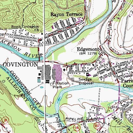 Topographic Map of Covington Fire Department and Rescue Squad Station 2, VA