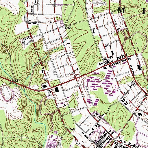 Topographic Map of Fort Pickett Fire Department, VA