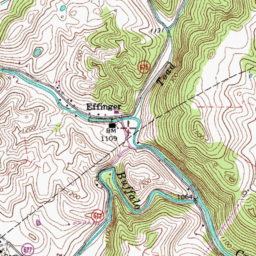 Topographic Map of Effinger Volunteer Fire Department Company 1, VA