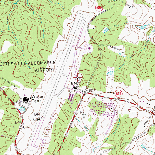 Topographic Map of Charlottesville - Albemarle Airport Fire Department, VA