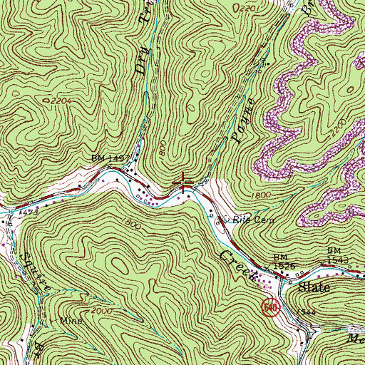 Topographic Map of Slate Creek Volunteer Fire Department, VA