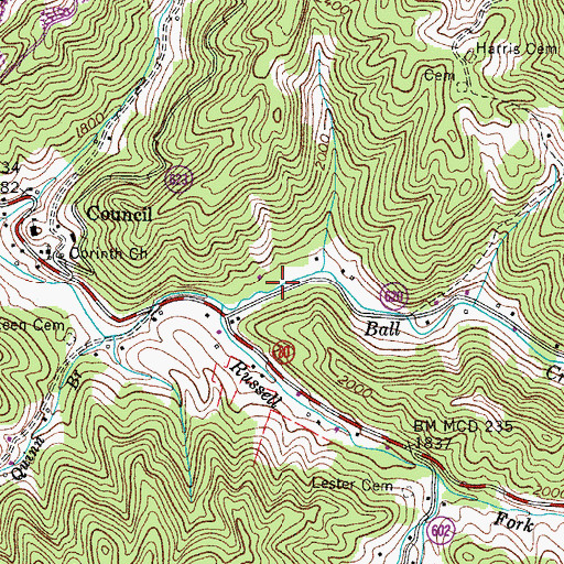 Topographic Map of Council Volunteer Fire Department, VA