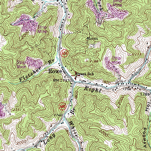 Topographic Map of Oakwood Volunteer Fire Department Station 2, VA