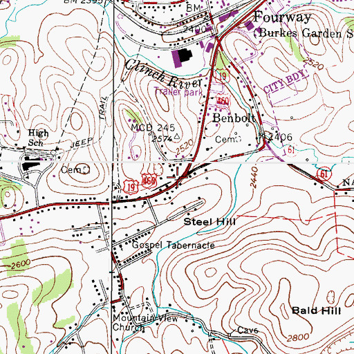 Topographic Map of Tazewell County Fire and Rescue Substation, VA