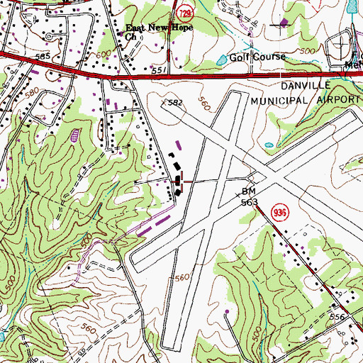 Topographic Map of Danville Fire Department Station 7, VA