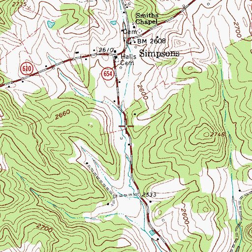 Topographic Map of Floyd County Volunteer Fire Department 3, VA