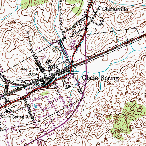 Topographic Map of Glade Spring Volunteer Life Saving Crew, VA