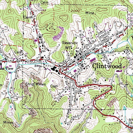 Topographic Map of Dickenson County Ambulance Service, VA